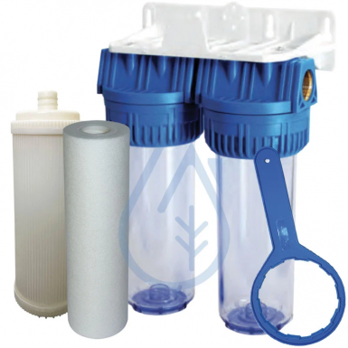 Duplex kitchen water filtration 0.1 micron 9-3/4 Inches