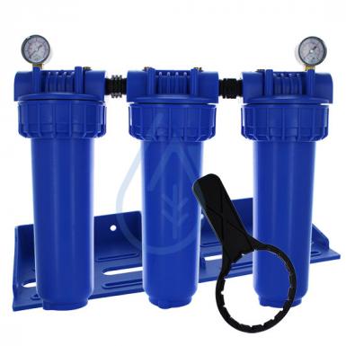 Estación de filtro de 9 pulgadas 3/4 de agua de pozo y lluvia con manómetros.