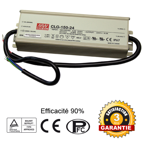 Transformateur Led 24V MEANWELL 100W IP67 - eclairage led