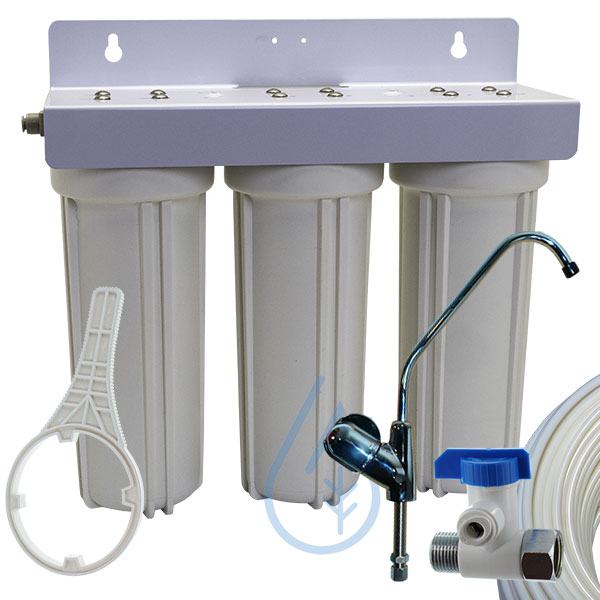 système de Filtre à Eau sous l'évier à 3 étages G1/2in Filtration d'eau Potable pour Bureau à Domicile Purifica pour la Meilleure Eau Potable Genericer Système de Filtre à Eau 