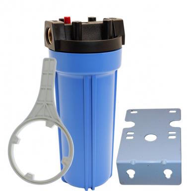 Porte-filtre 10 pouce E/S 3/4 bleu opaque avec support.