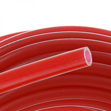 Tube rouge 12 mm alimentaire pour l'eau potable chaude vers la douche du camping-car.